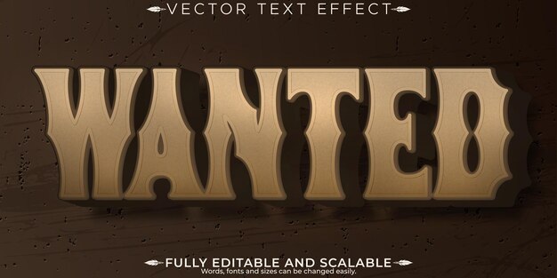 Efecto de texto vaquero estilo de texto occidental y vintage editable