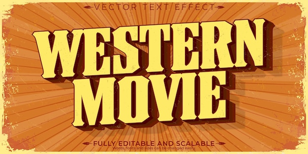 Vector gratuito efecto de texto vaquero estilo de texto occidental y vintage editable