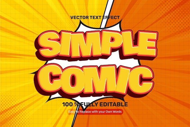 Efecto de texto de vector cómico amarillo