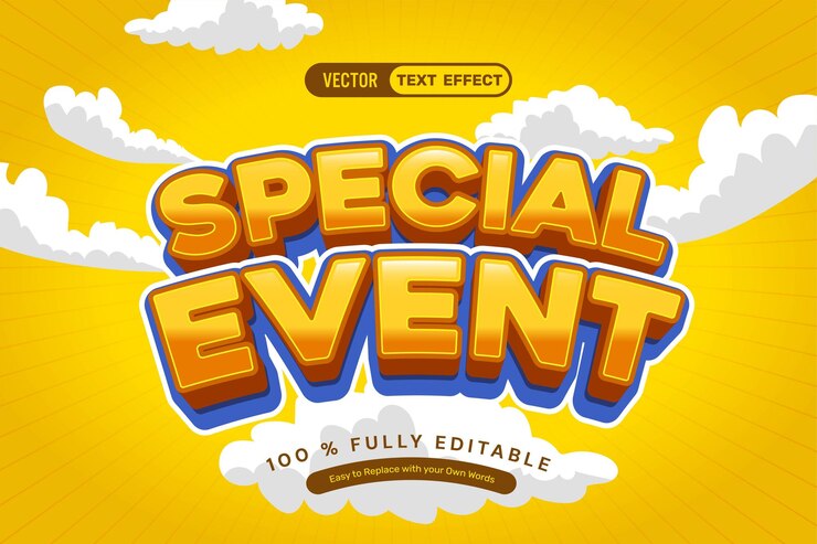 Vector gratuito efecto de texto de vector de eventos especiales