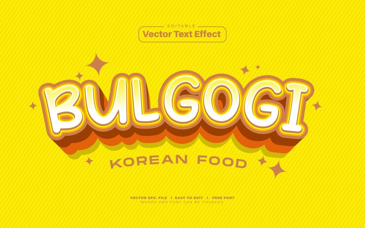 Vector gratuito efecto de texto vectorial bulgogi 3d