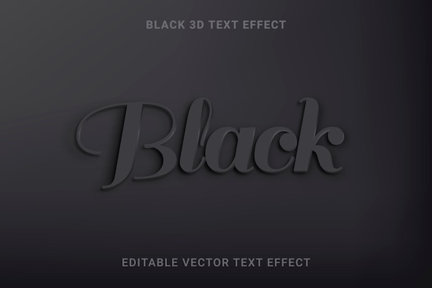 Efecto de texto vectorial editable 3d negro