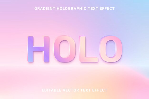 Efecto de texto vectorial editable holográfico degradado