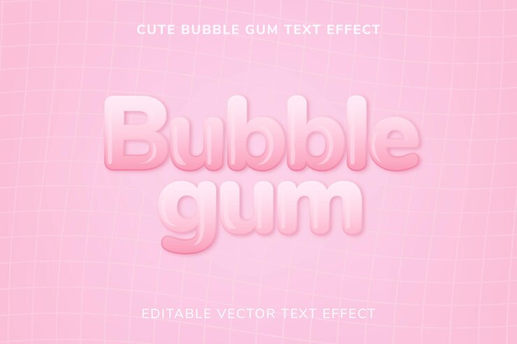 Vector gratuito efecto de texto vectorial editable lindo chicle