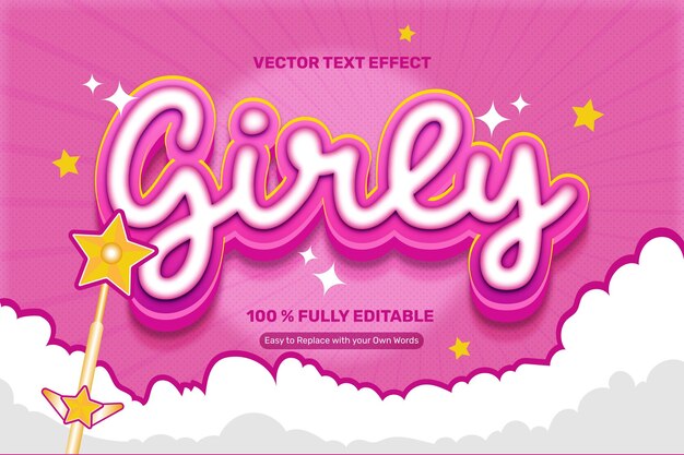 Efecto de texto vectorial femenino rosa