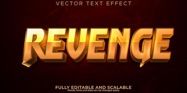 Vector gratuito efecto de texto de venganza estilo de texto de película y juego editable