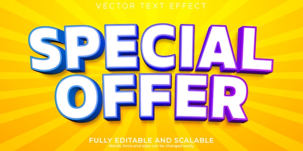 Vector gratuito efecto de texto de venta editable en negrita y estilo de texto de oferta