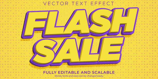 Efecto de texto de venta flash, compras editables y estilo de texto de oferta