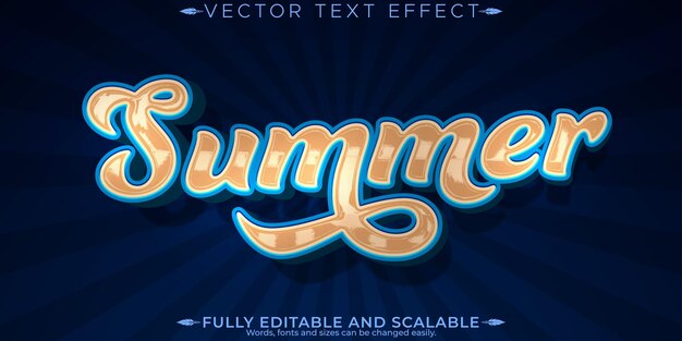 Efecto de texto de venta de verano de marketing editable y estilo de texto de playa