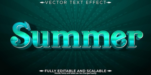 Efecto de texto de verano editable estilo de fuente retro y tropical personalizable