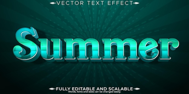 Vector gratuito efecto de texto de verano editable estilo de fuente retro y tropical personalizable