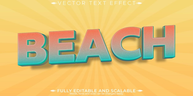 Vector gratuito efecto de texto de verano editable estilo de fuente soleada y de playa