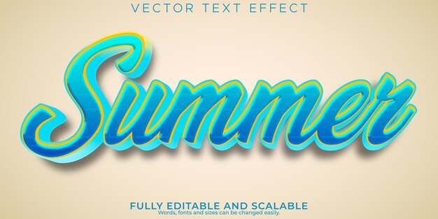 Efecto de texto de verano estilo de texto editable de playa y vacaciones