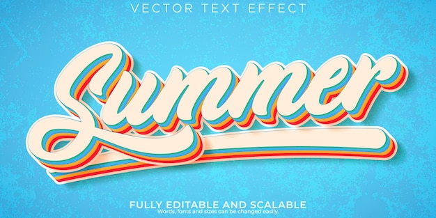 Vector gratuito efecto de texto de verano playa editable y estilo de texto de viaje