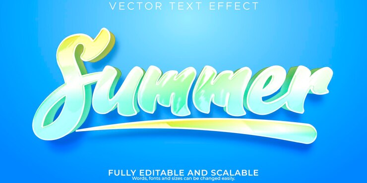 Vector gratuito efecto de texto de verano playa editable y estilo de texto de viaje