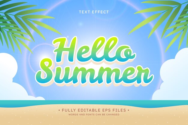 Efecto de texto de verano realista