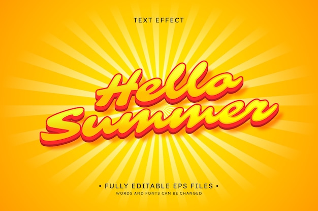 Efecto de texto de verano realista