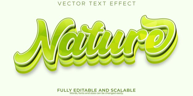 Efecto de texto verde natural estilo de texto natural y fruta editable