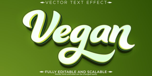 Efecto de texto verde orgánico estilo de texto natural y frutal editable