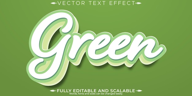 Efecto de texto verde orgánico estilo de texto natural y frutal editable