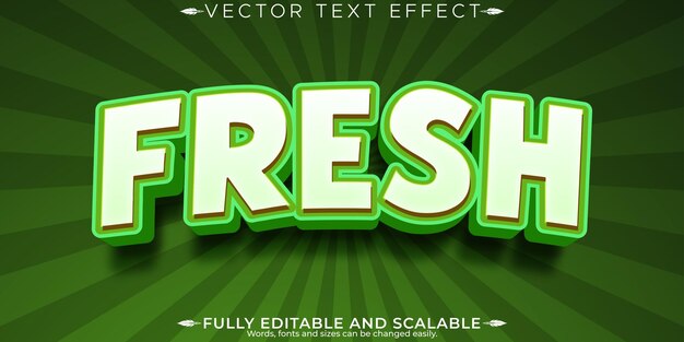 Efecto de texto verde orgánico estilo de texto natural y frutal editable