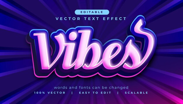 efecto de texto de vibraciones rosadas brillantes en estilo 3D