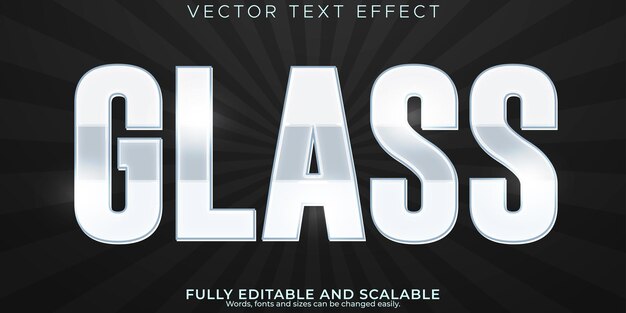 Efecto de texto de vidrio cromado estilo de texto brillante y elegante editable