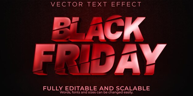 Efecto de texto de viernes negro, venta editable y estilo de texto de oferta