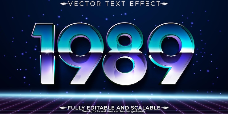 Vector gratuito efecto de texto vintage de los años 80 editable futuro retro y estilo de texto cibernético