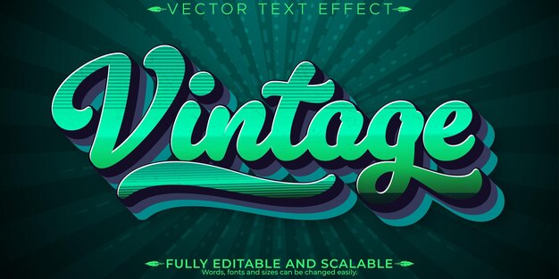 Efecto de texto vintage editable estilo de fuente vintage y clásico personalizable