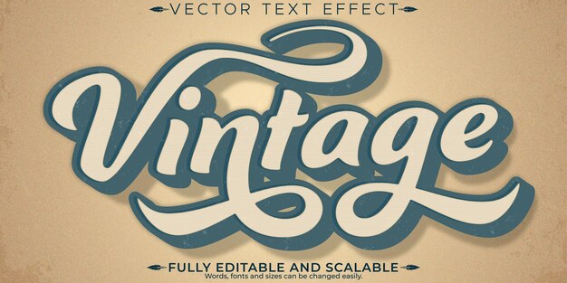 Efecto de texto vintage editable estilo de texto retro y antiguo