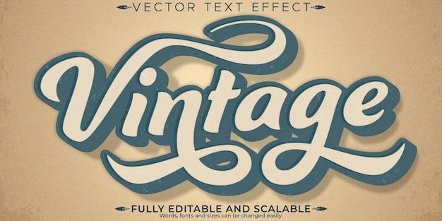 Efecto de texto vintage editable estilo de texto retro y antiguo