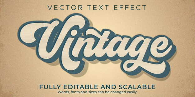 Efecto de texto vintage editable estilo de texto retro y antiguo
