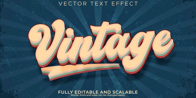 Efecto de texto vintage estilo de texto retro editable de los años 80