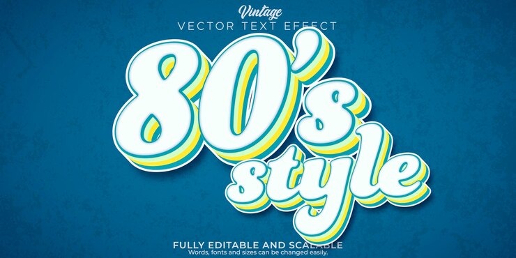 Vector gratuito efecto de texto vintage retro estilo de texto editable de los años 70 y 80
