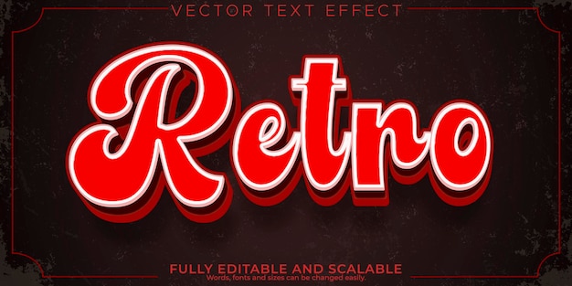Efecto de texto vintage retro sexy estilo de texto editable de los años 70 y 80