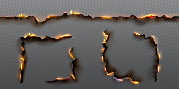 Efecto de textura de fuego de esquina de agujero de papel de borde quemado