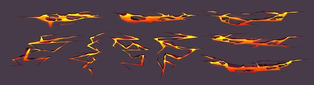 Efecto de textura de grieta de lava de volcán en vector de tierra