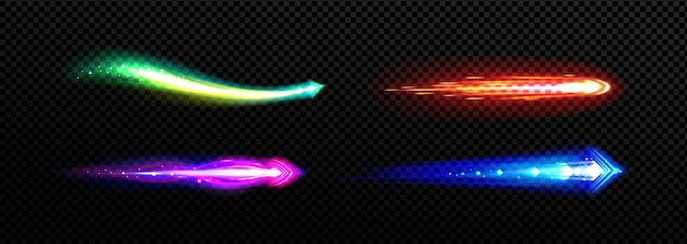 Efecto vfx del conjunto de llamas de misiles de estrellas de meteoritos