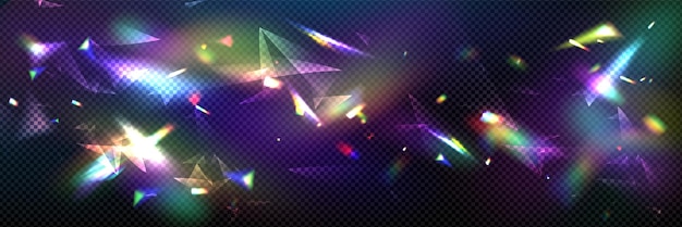 Vector gratuito efecto de vidrio de luz de diamante y prisma arco iris