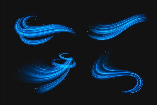 Efecto de viento azul de círculo y onda con partículas