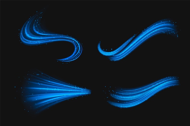 Efecto de viento azul de círculo y onda con partículas