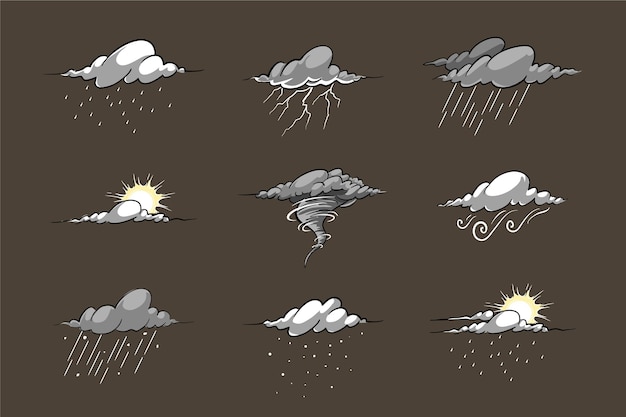 Efectos meteorológicos dibujados a mano