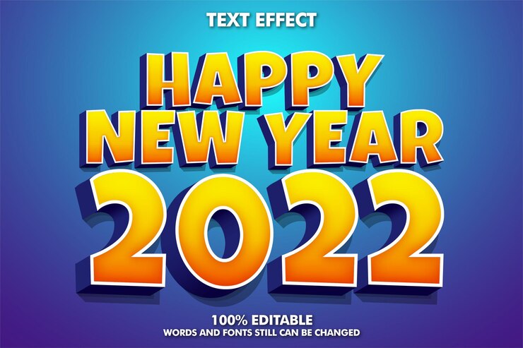 Vector gratuito efectos de texto editables de año nuevo