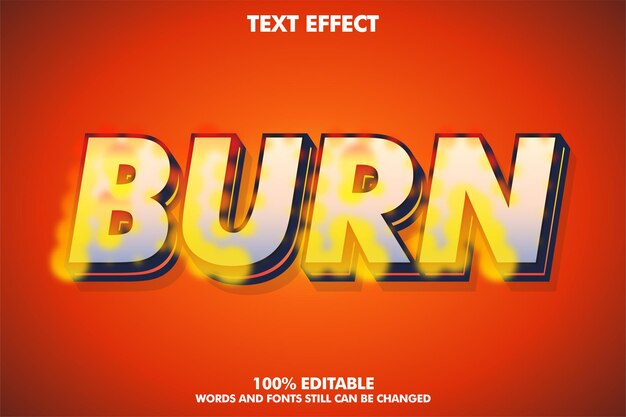 Efectos de texto editables quemados y ahumados.