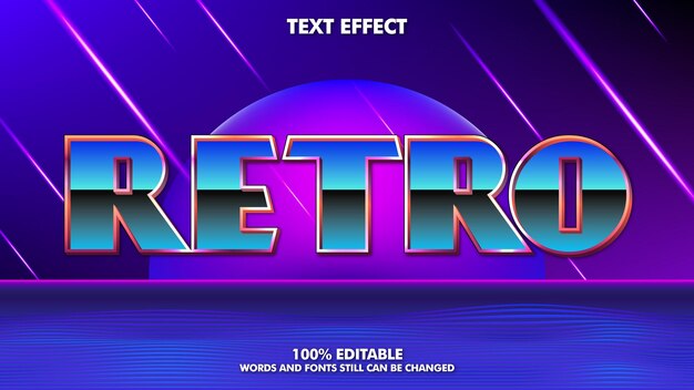 Efectos de texto editables retro de los 80