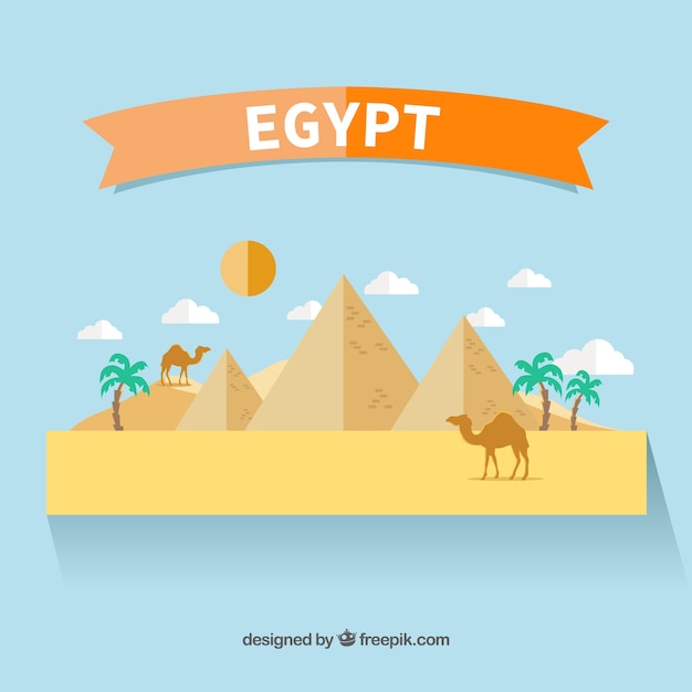 Egipto paisaje en diseño plano