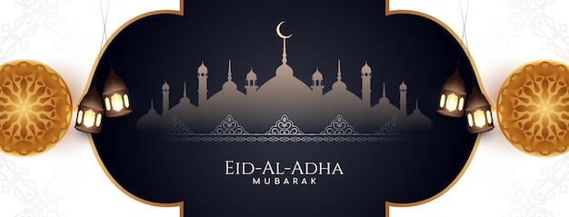 Eid al adha mubarak diseño de pancartas islámicas religiosas