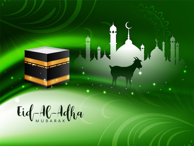 Eid Al Adha mubarak elegante diseño de fondo islámico verde