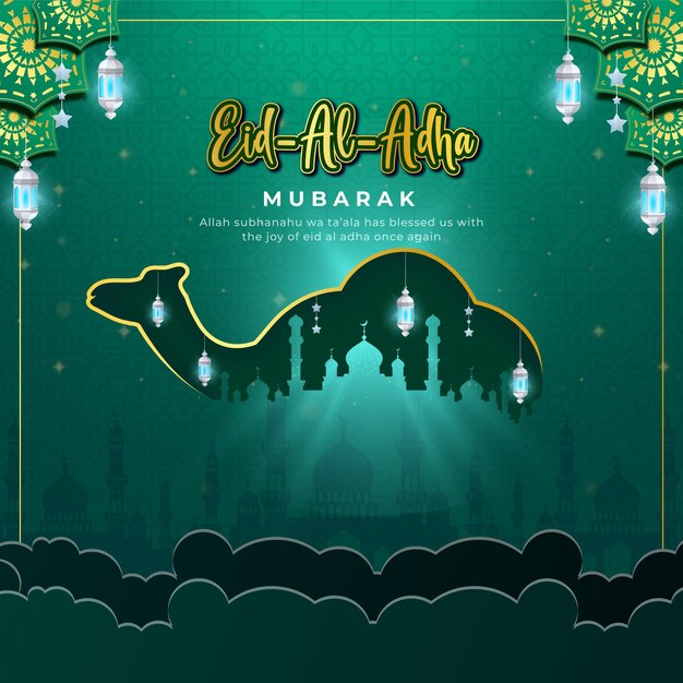 Eid Al Adha Mubarak plantilla de diseño de ilustración de publicaciones en las redes sociales
